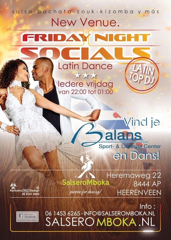 Every Friday Night Socials @Dansschool Salseromboka, Salsero Mboka Dancing Centre te Heerenveen Every Friday Night Socials @Dansschool Salseromboka: Salsero Mboka Dancing Centre te Heerenveen