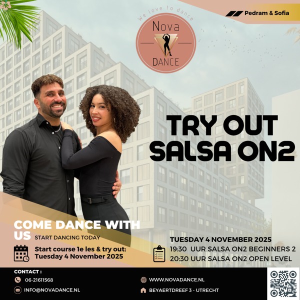 Proeflessen en start reguliere lesweek: Salsa On2, Nova Dance Utrecht te Utrecht Proeflessen en start reguliere lesweek: Salsa On2: Nova Dance Utrecht te Utrecht