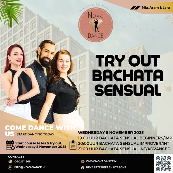 Proeflessen en start reguliere lesweek: Bachata Sensual, Nova Dance Utrecht te Utrecht Proeflessen en start reguliere lesweek: Bachata Sensual: Nova Dance Utrecht te Utrecht