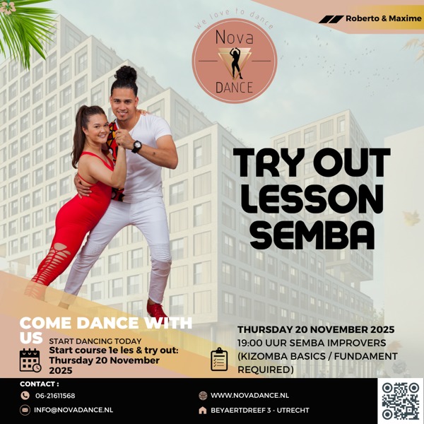 Proefles & 1e les: Semba Improvers, Nova Dance Utrecht te Utrecht Proefles & 1e les: Semba Improvers: Nova Dance Utrecht te Utrecht
