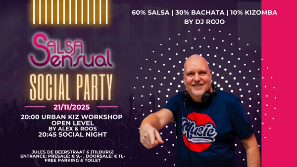 Salsa Sensual Social Party, november edition with DJ Rojo, Salsa Sensual te Tilburg Salsa Sensual Social Party, november edition with DJ Rojo: Salsa Sensual te Tilburg