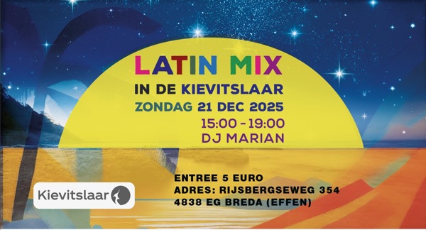 Latin Mix in de Kievitslaar, Gemeenschapshuis De Kievitslaar en DJ Marian te Breda Latin Mix in de Kievitslaar: Gemeenschapshuis De Kievitslaar en DJ Marian te Breda
