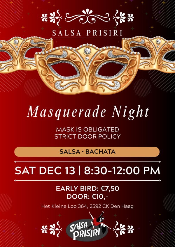 Prisiri Masquerade Party, Danslessen Salsa Prisiri te Den Haag Prisiri Masquerade Party: Danslessen Salsa Prisiri te Den Haag