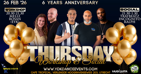 YDK 6 YEAR ANNIVERSARY | WS by Melle & Rosan | Social with Dj Traybeatz • DJ Incognito • Dj Ralph, YDK Dance Events te Utrecht YDK 6 YEAR ANNIVERSARY | WS by Melle & Rosan | Social with Dj Traybeatz • DJ Incognito • Dj Ralph: YDK Dance Events te Utrecht