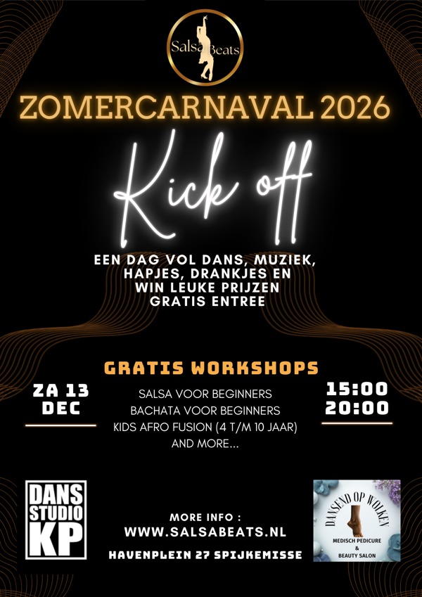 Open dag - Kick Off Zomercarnaval 2026, Salsa Beats te Spijkenisse Open dag - Kick Off Zomercarnaval 2026: Salsa Beats te Spijkenisse