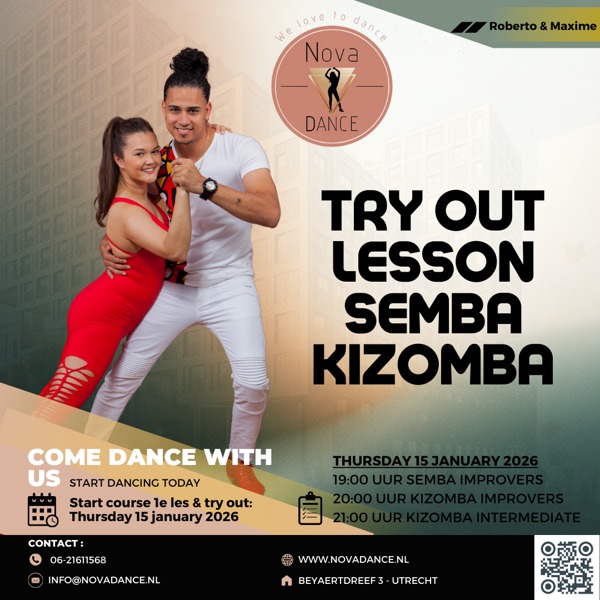Proefles & 1e les: Semba & Kizomba, Nova Dance Utrecht te Utrecht Proefles & 1e les: Semba & Kizomba: Nova Dance Utrecht te Utrecht
