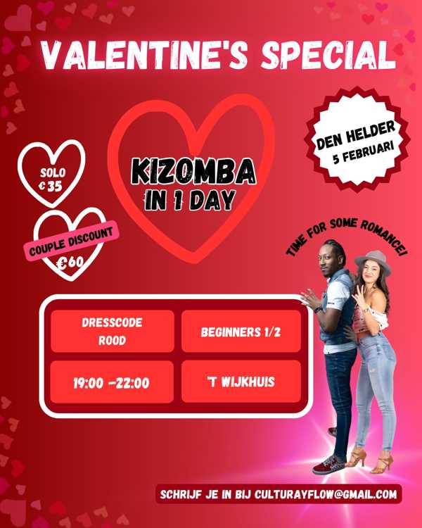 Kizomba in 1 Dag, Cultura y Flow te Den Helder Kizomba in 1 Dag: Cultura y Flow te Den Helder