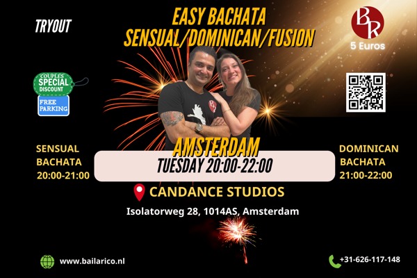 Bachata Tuesday (Sensual/Dominican/Moderna) Proef-less, Bailarico Dance Academy te Amsterdam Bachata Tuesday (Sensual/Dominican/Moderna) Proef-less: Bailarico Dance Academy te Amsterdam
