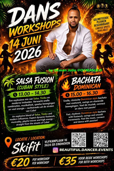 Workshops Salsa Fusion (Cuban style) & Bachata Dominican: Beautiful Dancer Events te Eindhoven