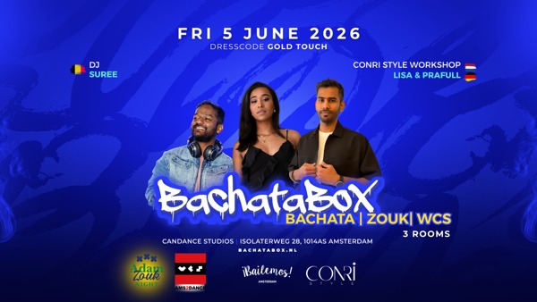 BachataBox 5 June - 3 AREAS (Bachata, Zouk, West coast swing), Bailemos Amsterdam te Amsterdam BachataBox 5 June - 3 AREAS (Bachata, Zouk, West coast swing): Bailemos Amsterdam te Amsterdam
