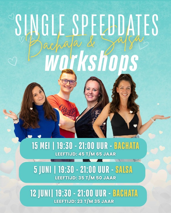 Single Speeddate Salsa (35 t/m 50 jaar), ML Dance Centre te Amersfoort Single Speeddate Salsa (35 t/m 50 jaar): ML Dance Centre te Amersfoort