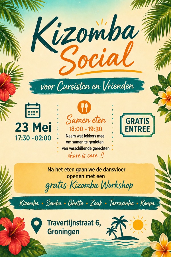 Kizomba Socila voor Cursisten & Vrienden, MaisQKizomba te Groningen Kizomba Socila voor Cursisten & Vrienden: MaisQKizomba te Groningen