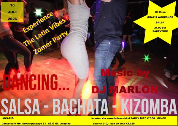 Experience the latin vibes ZOMER PARTY, Latin Dance Experience / Dansstudio WB te Lelystad Experience the latin vibes ZOMER PARTY: Latin Dance Experience / Dansstudio WB te Lelystad