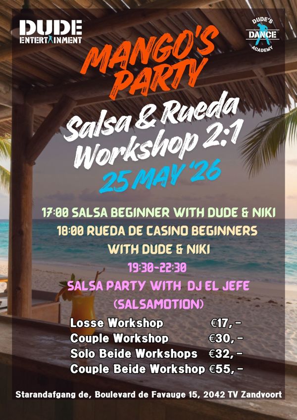 Salsa & Rueda De Casino Beginners Bootcamp 2in1, Dude Entertainment te Zandvoort Salsa & Rueda De Casino Beginners Bootcamp 2in1: Dude Entertainment te Zandvoort