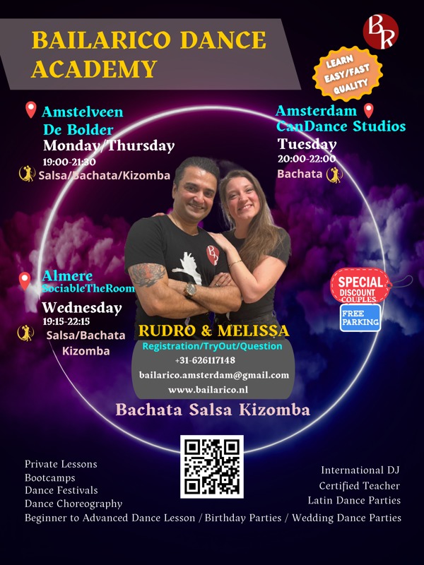 Wednesday Salsa/Bachata/Kizomba Try-Out, Bailarico Dance Academy te Almere Wednesday Salsa/Bachata/Kizomba Try-Out: Bailarico Dance Academy te Almere