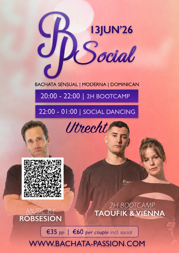 BP Social Utrecht 13 June 2026 | Bootcamp Taoufik & Vienna, Bachata Passion te Utrecht BP Social Utrecht 13 June 2026 | Bootcamp Taoufik & Vienna: Bachata Passion te Utrecht