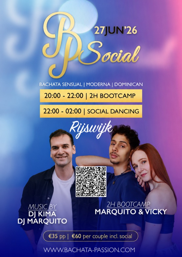 BP Social Rijswijk 27 June 2026 Marquito & Vicky, Bachata Passion te Rijswijk BP Social Rijswijk 27 June 2026 Marquito & Vicky: Bachata Passion te Rijswijk