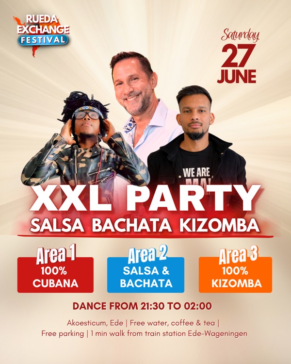 XXL SBK Party | 3 dance areas | Salsa Cubana | Rueda Exchange Festival, LAfrique Dance Company te Ede XXL SBK Party | 3 dance areas | Salsa Cubana | Rueda Exchange Festival: LAfrique Dance Company te Ede
