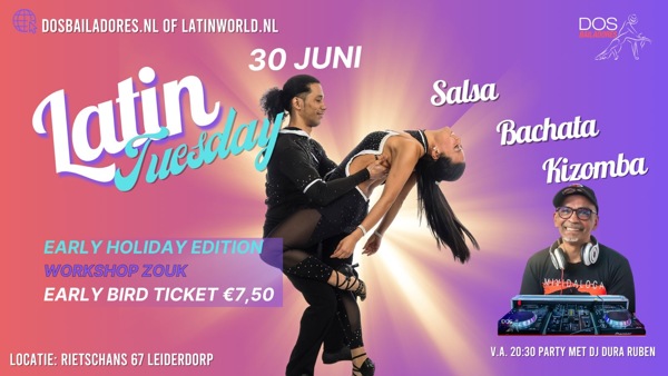 Dos Bailadores Latin Tuesday salsa, bachata en kizomba, Dos Bailadores te Leiderdorp Dos Bailadores Latin Tuesday salsa, bachata en kizomba: Dos Bailadores te Leiderdorp