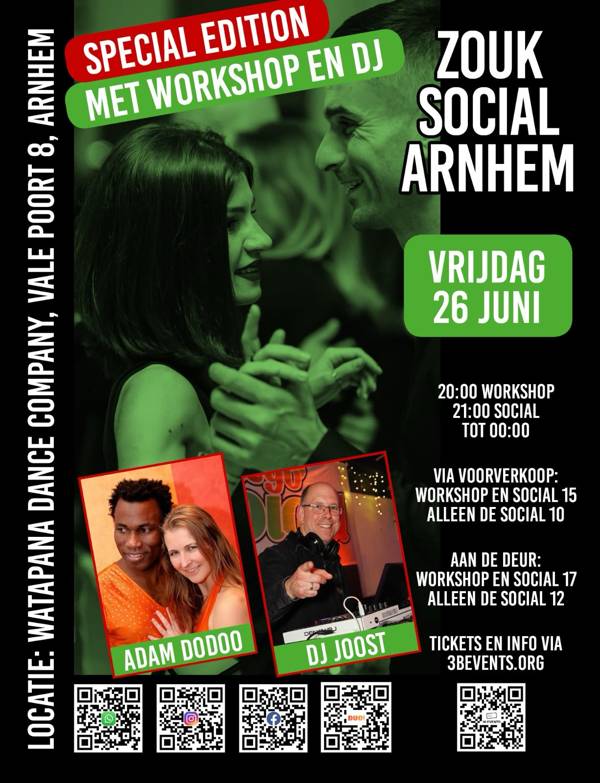 Fridaynight Zouk Social in Arnhem with workshop and DJ, Zouk Social Arnhem te Arnhem Fridaynight Zouk Social in Arnhem with workshop and DJ: Zouk Social Arnhem te Arnhem