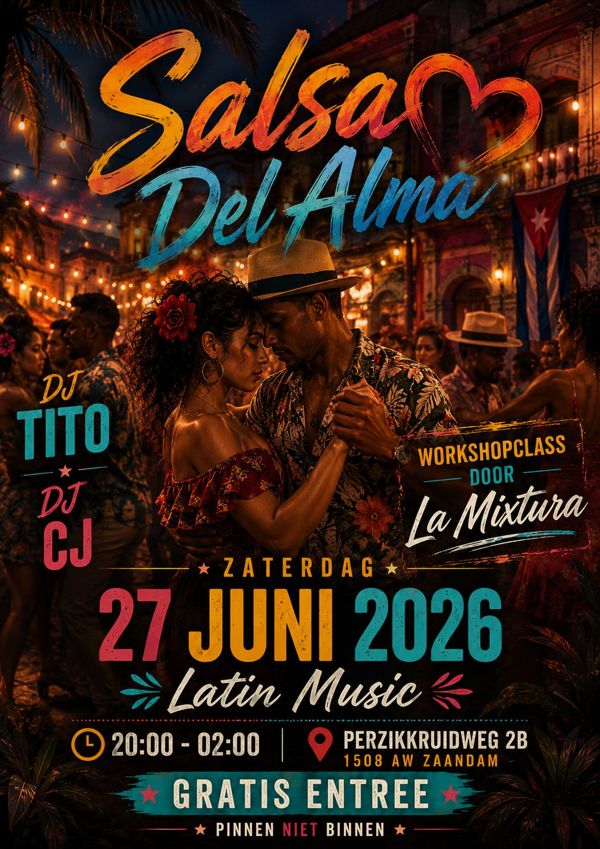 SALSA del ALMA Latin Party met workshops, Rock-Gym te Zaandam SALSA del ALMA Latin Party met workshops: Rock-Gym te Zaandam