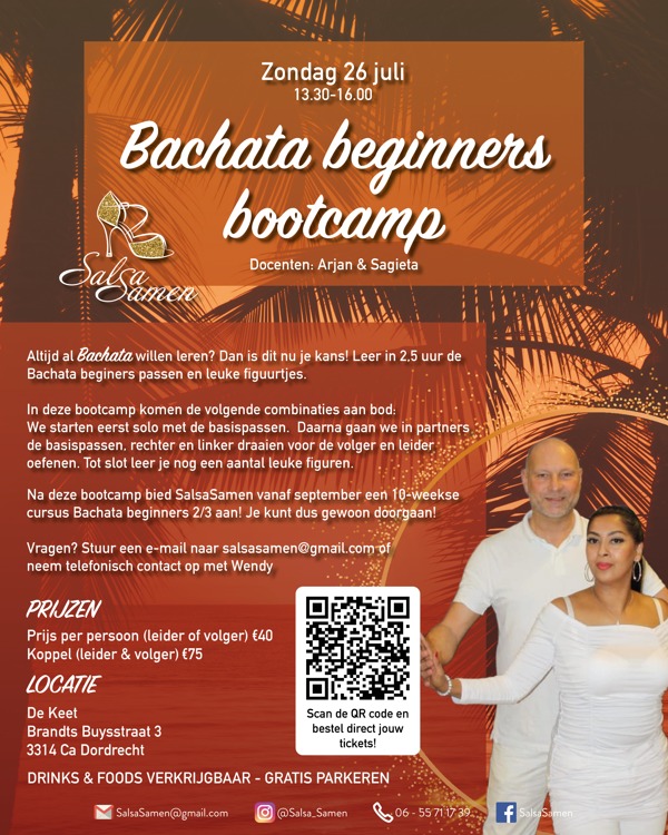 Bachata modern beginners bootcamp, SalsaSamen te Dordrecht Bachata modern beginners bootcamp: SalsaSamen te Dordrecht