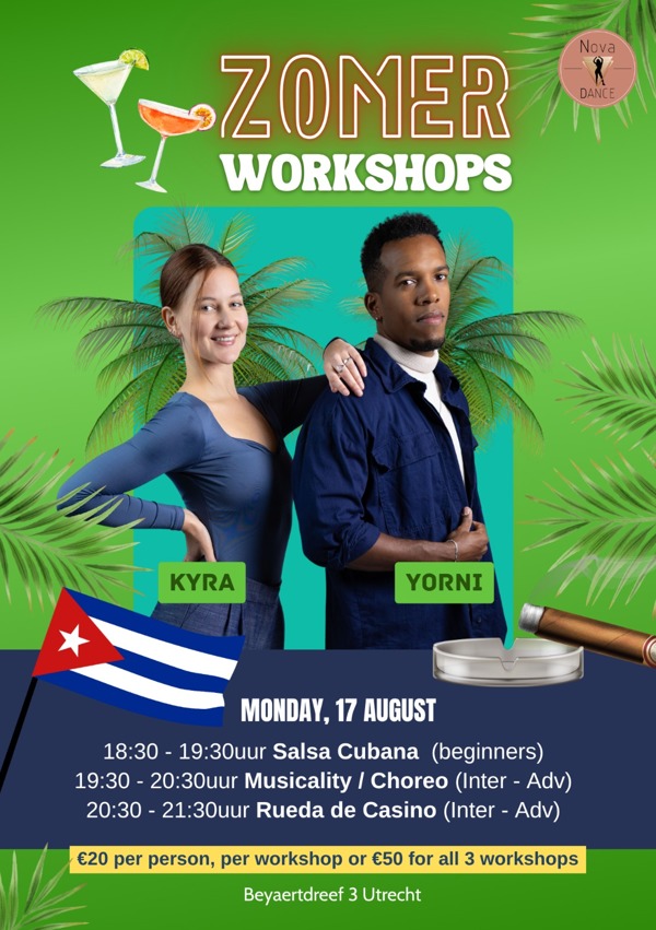 Zomerworkshops: Cuban Salsa, Nova Dance Utrecht te Utrecht Zomerworkshops: Cuban Salsa: Nova Dance Utrecht te Utrecht