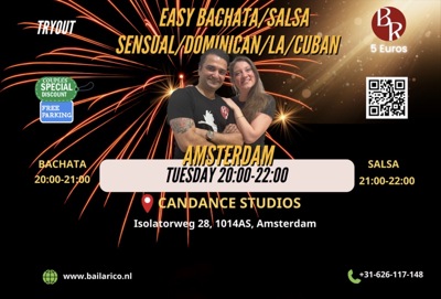 Tuesday Bachata/Salsa Try-Out: Bailarico Dance Academy te Amsterdam