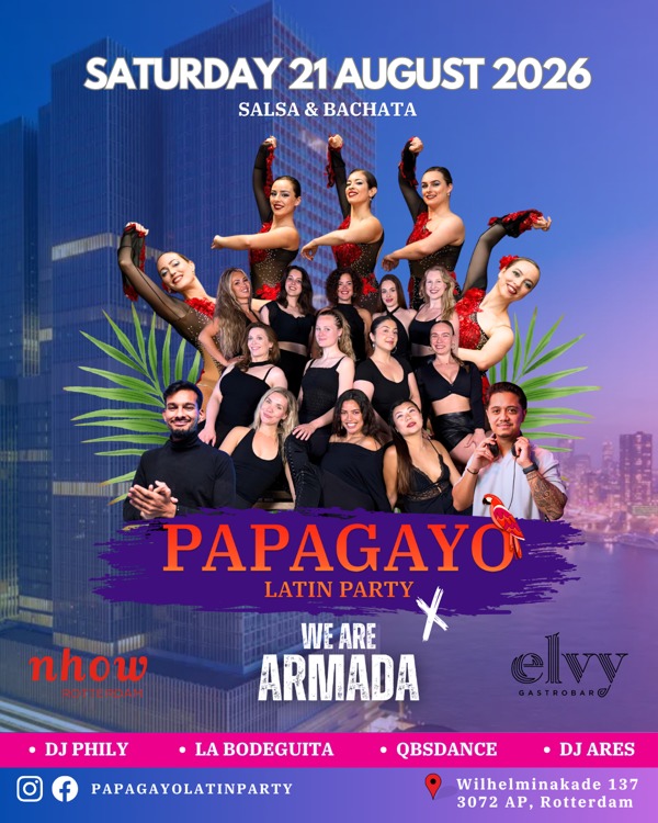 Papagayo Salsa & Bachata | Nhow Rotterdam, Papagayo Latin Party te Rotterdam Papagayo Salsa & Bachata | Nhow Rotterdam: Papagayo Latin Party te Rotterdam