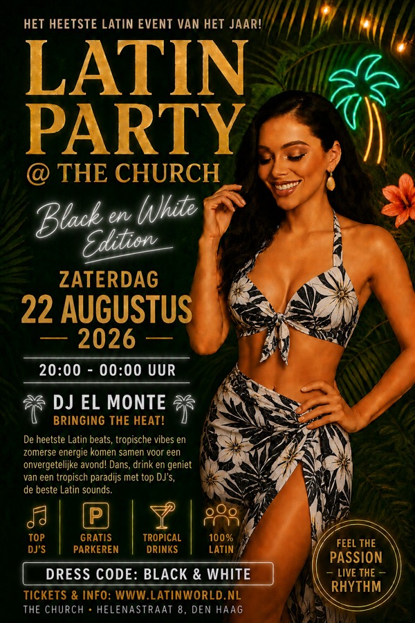 Latin Party @The Church - Black & White Edition, Dj El Monte - El Monte Events te Den Haag Latin Party @The Church - Black & White Edition: Dj El Monte - El Monte Events te Den Haag