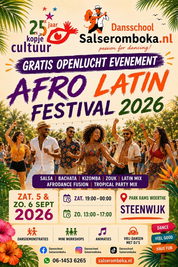 Openlucht Afro-Latin Dance Festival Tijdens KopjeCultuur.nl, Salsero Mboka Dancing Centre te Steenwijk Openlucht Afro-Latin Dance Festival Tijdens KopjeCultuur.nl: Salsero Mboka Dancing Centre te Steenwijk