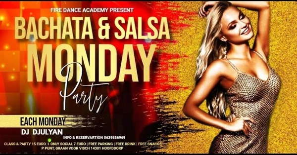 Bachata Kizomba Salsa XMAS  Monday FREE parking & softdrinks: Fire Dance Academy te Hoofddorp