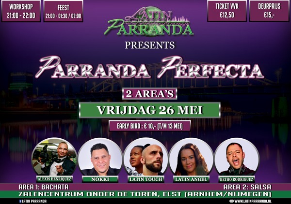Parranda Perfecta! vrijdag 26 mei - 2 area's: Salsa & Bachata - Arnhem/Nijmegen: Latin Parranda te Elst (arnhem/nijmegen)