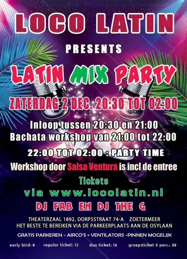 Latin Mix Party incl. Bachata Workshop: LocoLatin te Zoetermeer