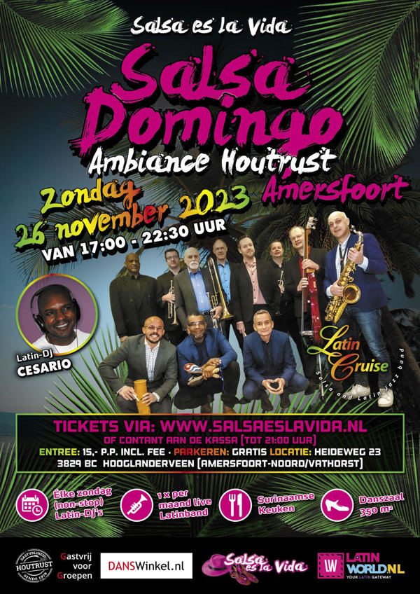 Salsa Domingo Amersfoort Special met live Latin Cruise Band: Salsa es la Vida Events te Amersfoort-noord