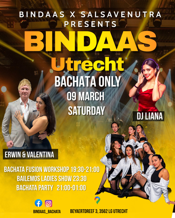 BINDAAS Utrecht( Bachata Workshop & Party ): Bindaas Bachata te Utrecht