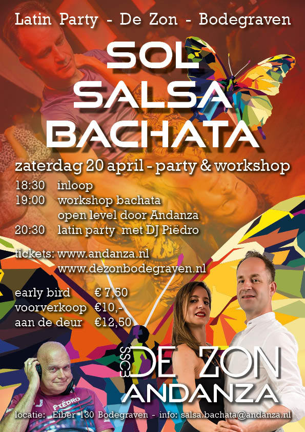 Sol, Salsa & Bachata - De Zon Bodegraven - party & workshop: Andanza Salsa en Bachata te Bodegraven
