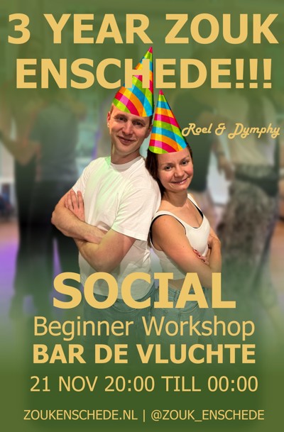 Zouk Enschede 3 Year!! Social Dance & Workshop (100% Zouk): Zouk Enschede te Enschede