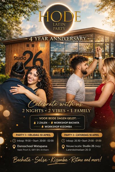 Hode 4 Anja Anniversary 10 & 18 April: Hode Latin Party te Velp