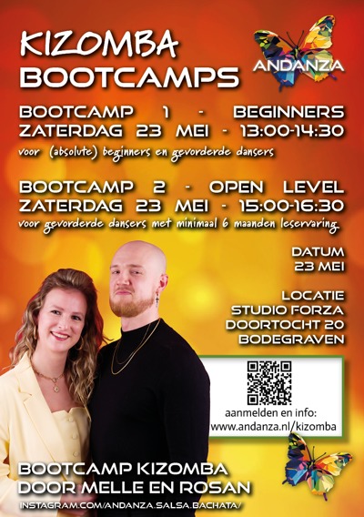 Kizomba 2 bootcamps: absolute beginners & open level - met Melle en Rosan - Bodegraven: Andanza Salsa & Bachata te Bodegraven