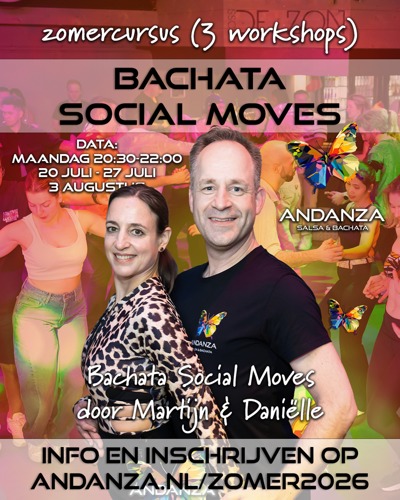 Bachata Social Moves (open level - intermediate) - 3 workshops van 1,5uur: Andanza Salsa & Bachata te Bodegraven