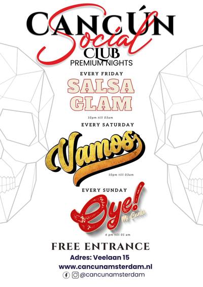Cancun Social Club - Salsa Glam: Stayonthescene, Super Sunday & La Gozadera events te Amsterdam